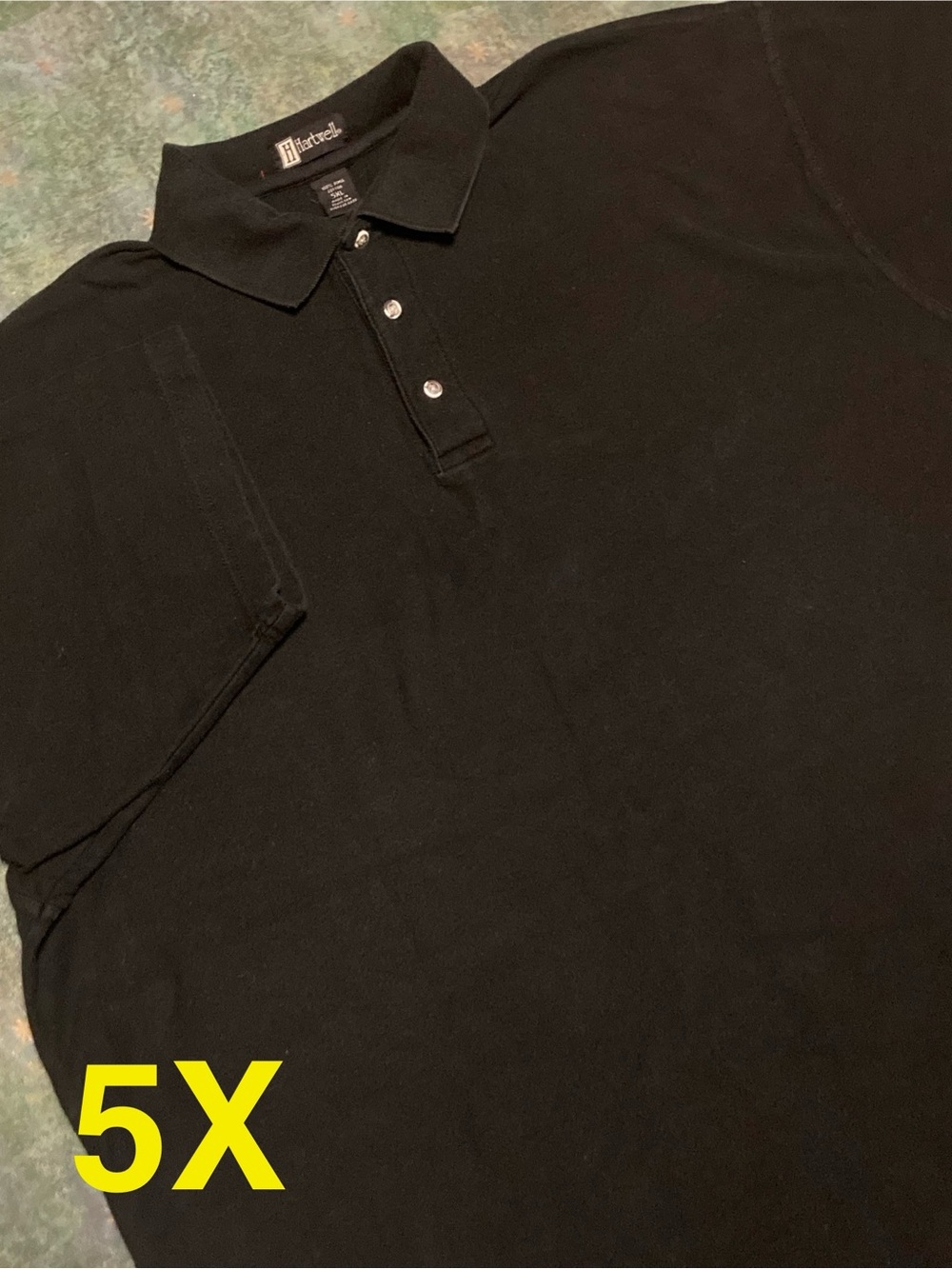 100% Pima Cotton Black Hartwell Pique Polo, Sz 5XL Heavyweight Natural Fiber